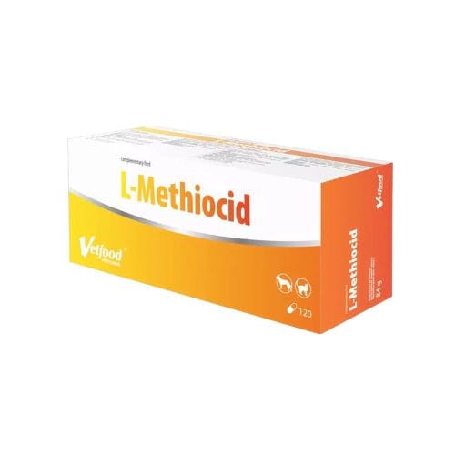 Vetfood L-Methiocid 120 kaps. Suplement wspomagający układ moczowy dla psa i kota zoomisia.jpg