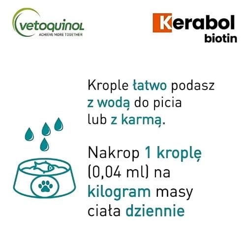 Vetoquinol Kerabol Biotin 50 ml krople na sierść i skórę dla psa i kota dawkowanie.jpg