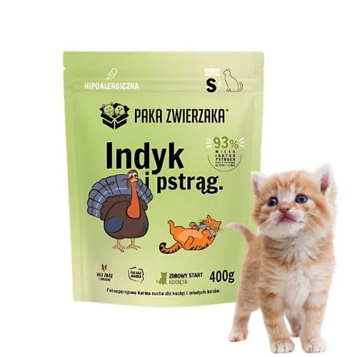 Paka Zwierzaka Indyk z Pstrągiem 400g Mokra karma dla kociąt S