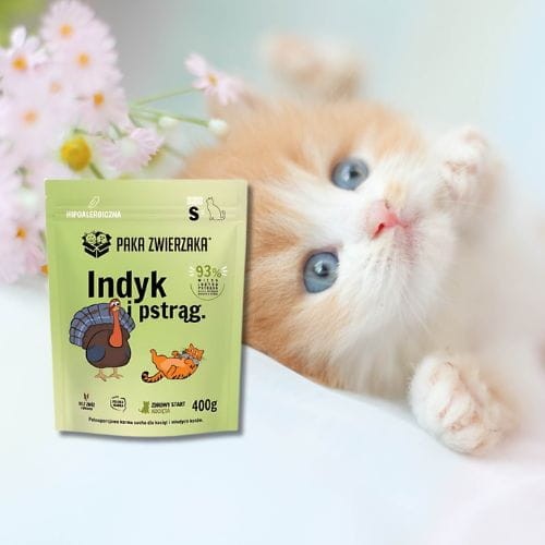 Paka Zwierzaka Indyk z Pstrągiem 400g Mokra karma dla kociąt S