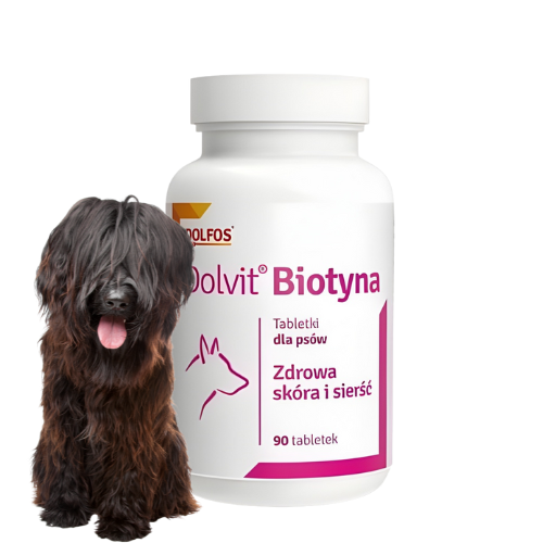 Dolvit Biotyna 90 tabletek dla psa zdrowa sierść i skóra Dolfos s.png