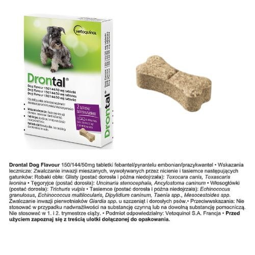 Drontal Dog Flavour 2 tabletki odrobaczające dla psa ulotka zoomisia.jpg
