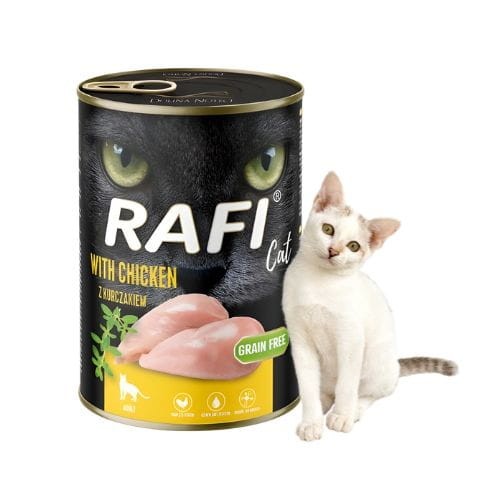 zoomisia Rafi Cat Adult Kurczak 400g z kotem.jpg