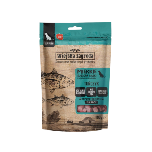 Wiejska Zagroda Miękkie Kąski 100g przysmaki dla psa hipoalergiczne tuńczyk zoomisia.png