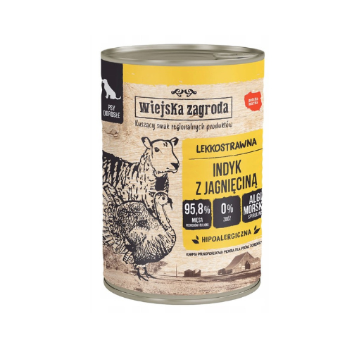 Wiejska Zagroda  Mokra karma dla psa Indyk z Jagnięciną 400g .png