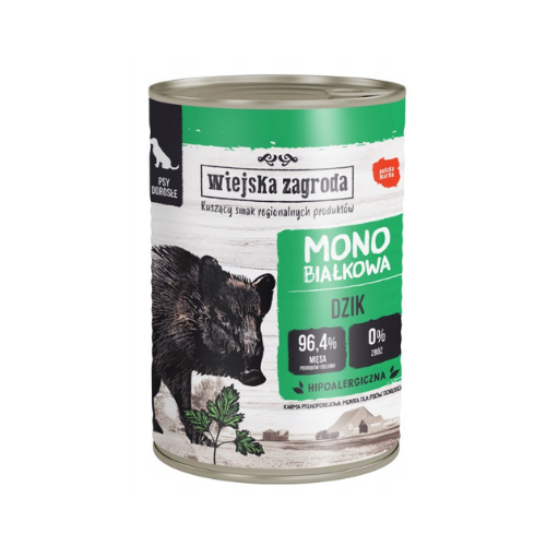 Wiejska Zagroda Monobiałkowa Dzik 400g Mokra karma dla psa dziczyzna zoomisia.png