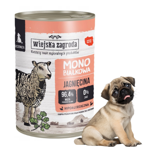 Wiejska Zagroda Jagnięcina 400g Monoproteinowa karma mokra dla szczeniąt aa.png