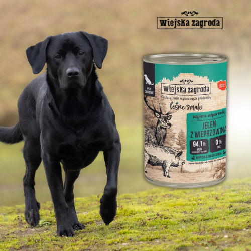 Wiejska Zagroda Leśne smaki Jeleń z wieprzowiną 400g mokra karma dla psa.png