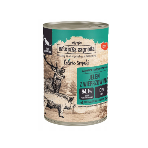 Wiejska Zagroda Leśne smaki Jeleń z wieprzowiną 400g mokra karma dla psów zoomisia.png