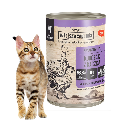 Wiejska Zagroda Kurczak z Kaczką 400 g Mokra karma dla kota z omega‑3.png