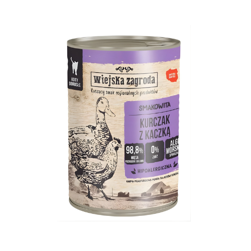 Wiejska Zagroda Kurczak z Kaczką 400 g Mokra karma dla kota z omega‑3 zoomisia.png