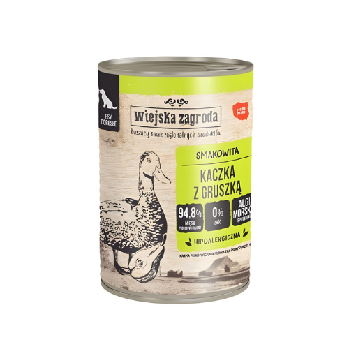 Wiejska Zagroda Kaczka z gruszką 400g Mokra karma dla psa sklep zoomisia.png