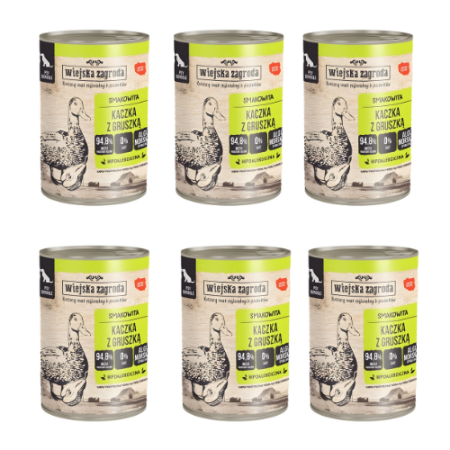 Wiejska Zagroda Kaczka z gruszką 6x400g. Mokra karma dla psa.png