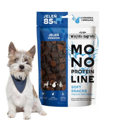 Wiejska Zagroda Monoproteinowe Miękkie Przysmaki Jeleń 115g dla psa .png