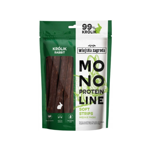 Wiejska Zagroda Monoproteinowe miękkie paski przysmaki dla psów Królik 100g.png