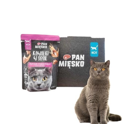 Pan Mięsko Kawałki w Sosie Kurczak z Krewetkami 12x85g dla kota