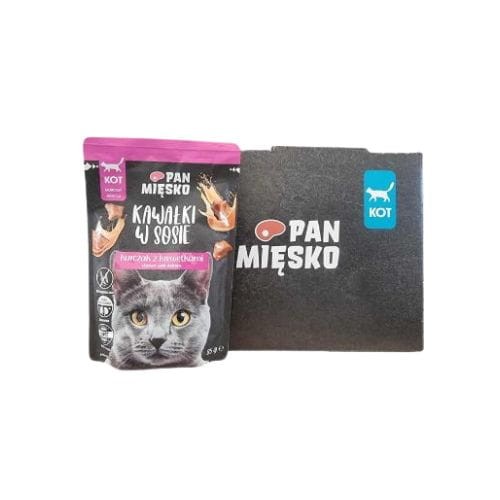 Pan Mięsko Kawałki w Sosie Kurczak z Krewetkami 12x85g dla kota