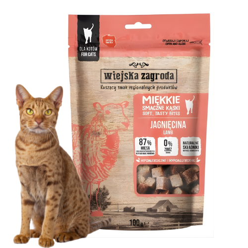 Wiejska Zagroda miękkie Kąski 100g Przysmaki dla kota jagnięcina