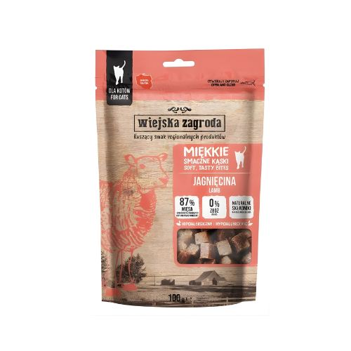 Wiejska Zagroda miękkie Kąski 100g Przysmaki dla kota jagnięcina