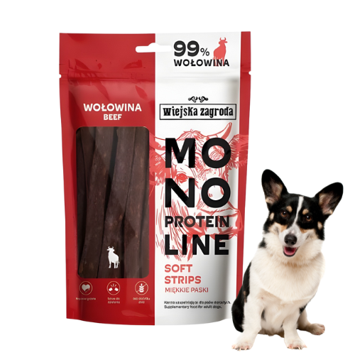 Wiejska Zagroda Monoproteinowe Paski 100g Przysmaki dla psów  z wołowiną
