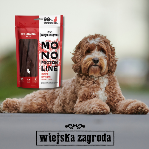 Wiejska Zagroda Monoproteinowe Paski 100g Przysmaki dla psów  z wołowiną