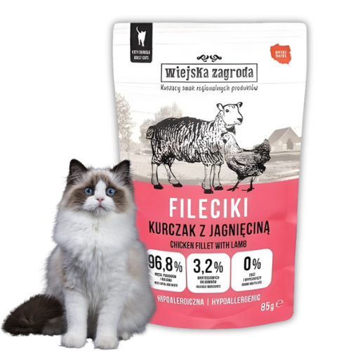 Wiejska Zagroda Fileciki Kurczak z Jagnięciną 85g mokra karma dla kota.png