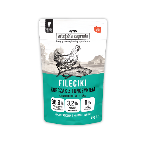 Wiejska Zagroda Fileciki Kurczak z Tuńczykiem 85g mokra karma dla kota zoomisia.png