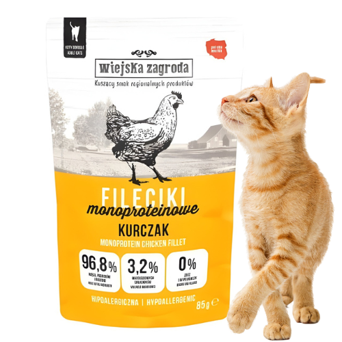 Wiejska Zagroda Fileciki Monoproteinowe Kurczak 85g mokra karma dla kota.png