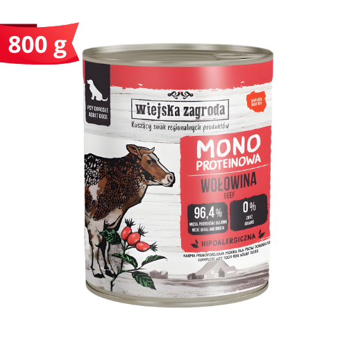 Wiejska Zagroda Wołowina 800g Monoproteinowa karma mokra dla psa zoomisia.png