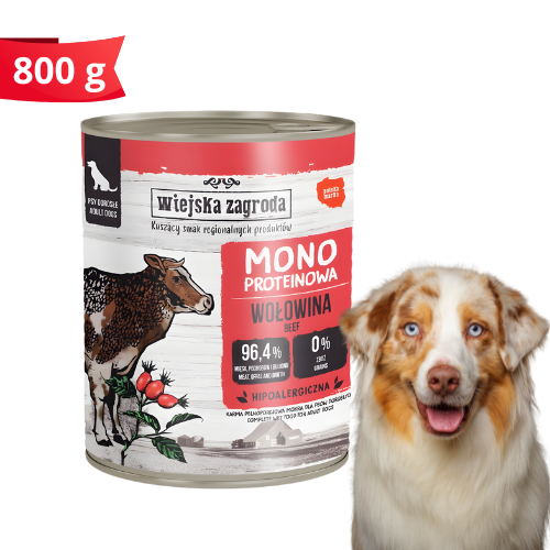 Wiejska Zagroda Wołowina 800g Monoproteinowa karma mokra dla psa.png