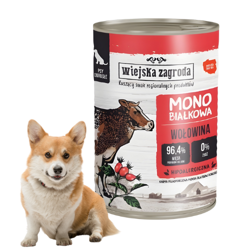 Wiejska Zagroda Monobiałkowa  12x400g Mokra karma dla psa z wołowiną