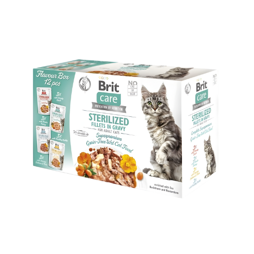 Brit Care Cat Sterilized Flavour Box Pouch 12×85 g Mokra karma dla kota zoomisia.png