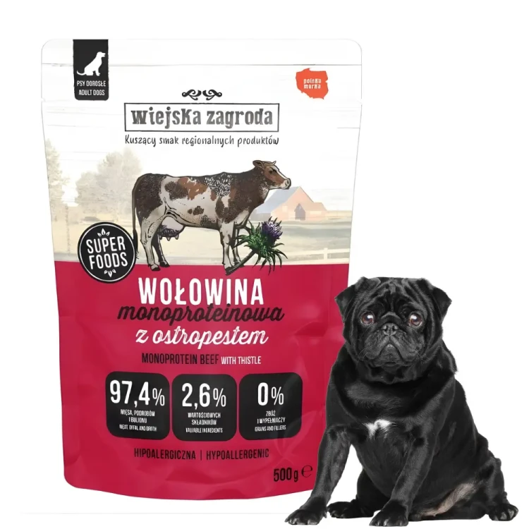 Wiejska Zagroda Monoproteinowa Wołowina 500g Saszetka dla psa