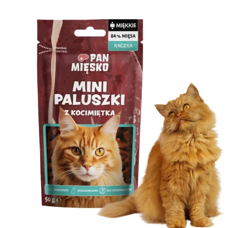 Pan Mięsko Paluszki Mini Kaczka Kocimiętka 50g Naturalne przysmaki dla kota
