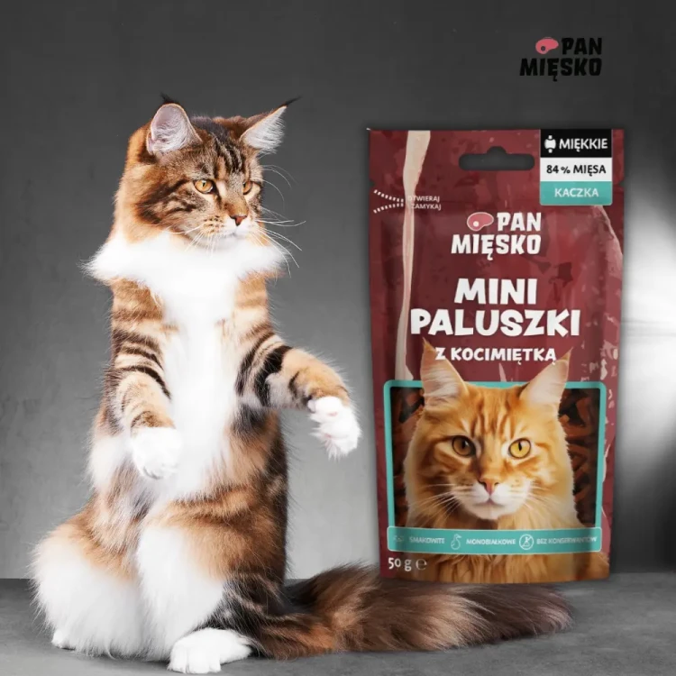 Pan Mięsko Paluszki Mini Kaczka Kocimiętka 50g Naturalne przysmaki dla kota