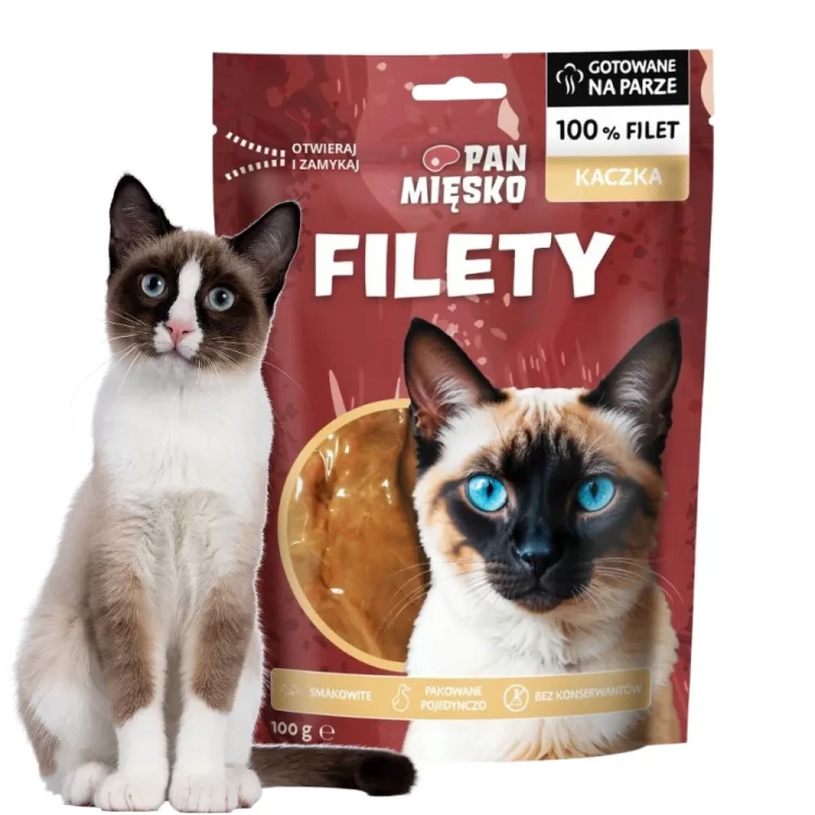 Pan Mięsko Filety z Kaczki 100g Naturalny przysmak dla kota