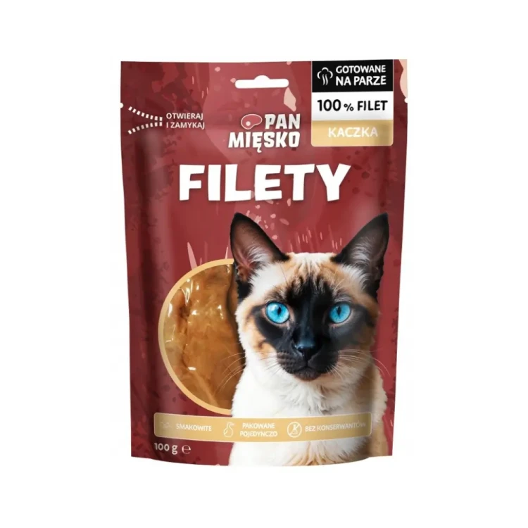 Pan Mięsko Filety z Kaczki 100g Naturalny przysmak dla kota