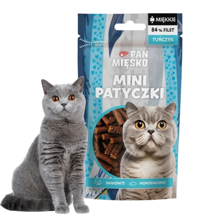 Pan Mięsko Patyczki Mini Tuńczyk 50g Miękkie przysmaki dla Kota