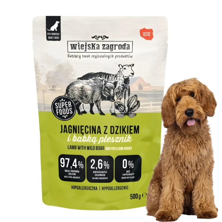 Wiejska Zagroda Jagnięcina z Dzikiem 500g Karma mokra dla psa bezzbożowa