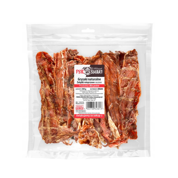 Psie Smaki Żołądki Wieprzowe 500g Paski naturalne przysmaki dla psa