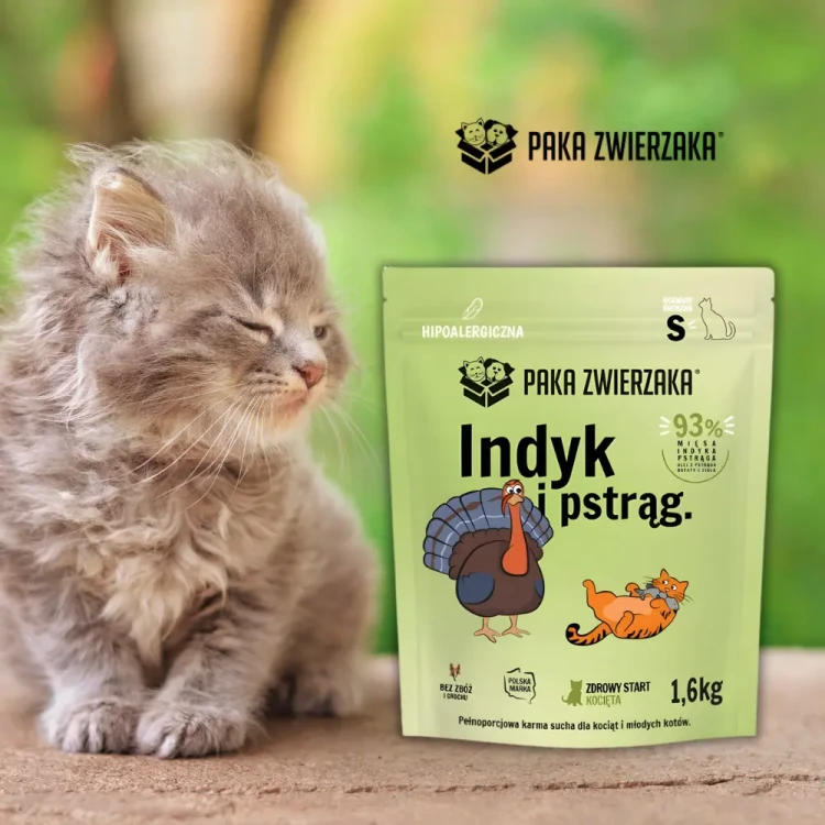 Paka Zwierzaka Indyk z Pstrągiem 1,6 kg Sucha karma dla kociąt S BEZ ZBÓŻ
