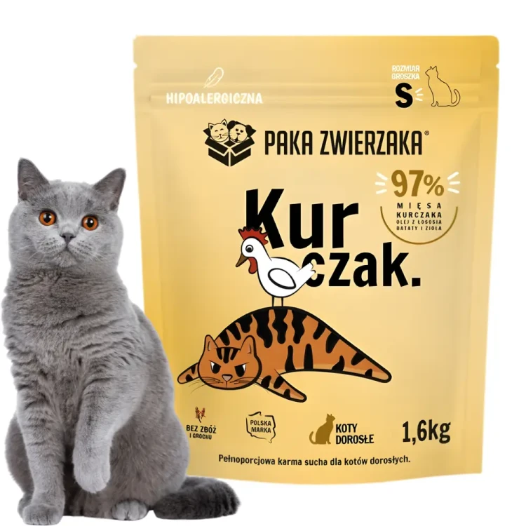 Paka Zwierzaka Kurczak S 1,6kg Sucha karma dla kota BEZ ZBÓŻ