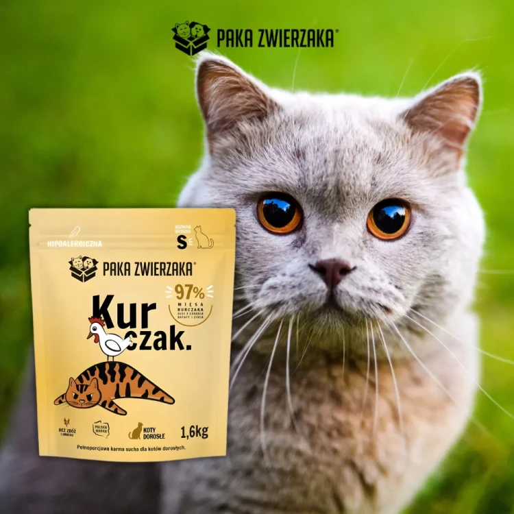 Paka Zwierzaka Kurczak S 1,6kg Sucha karma dla kota BEZ ZBÓŻ