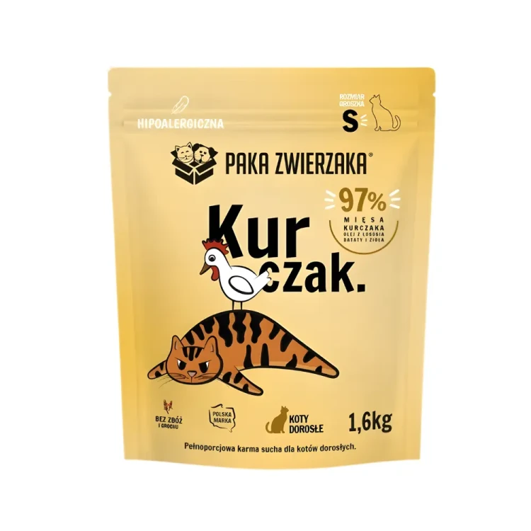 Paka Zwierzaka Kurczak S 1,6kg Sucha karma dla kota BEZ ZBÓŻ