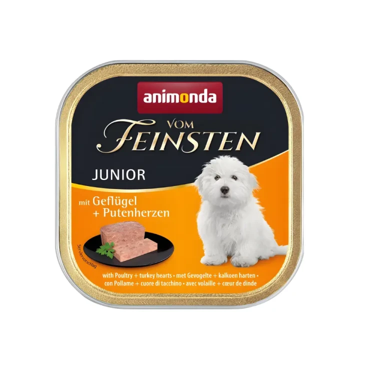 Animonda vom Feinsten Junior Drób i serca indyka 24x150g Mokra karma dla szczeniąt