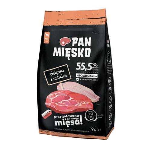 Pan Mięsko Cielęcina z Indykiem 9 kg Sucha karma dla psa chrupki M