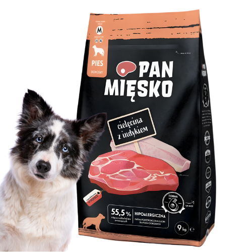 Pan Mięsko Cielęcina z Indykiem 9 kg Sucha karma dla psa chrupki M