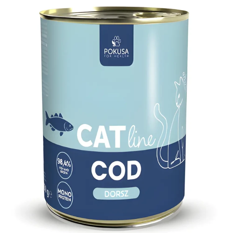 POKUSA CATLINE DORSZ MOKRA KARMA DLA KOTA 400g MONOBIAŁKOWA LEKKOSTRAWNA