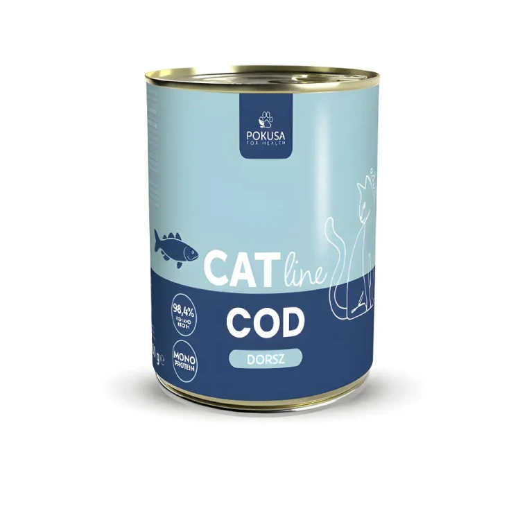 POKUSA CATLINE DORSZ MOKRA KARMA DLA KOTA 400g MONOBIAŁKOWA LEKKOSTRAWNA