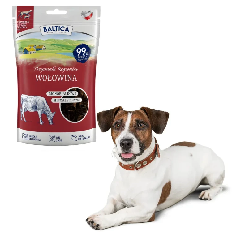 Baltica Przysmaki Regionów Półmiękkie Wołowe 80g – naturalne przysmaki treningowe dla psa
